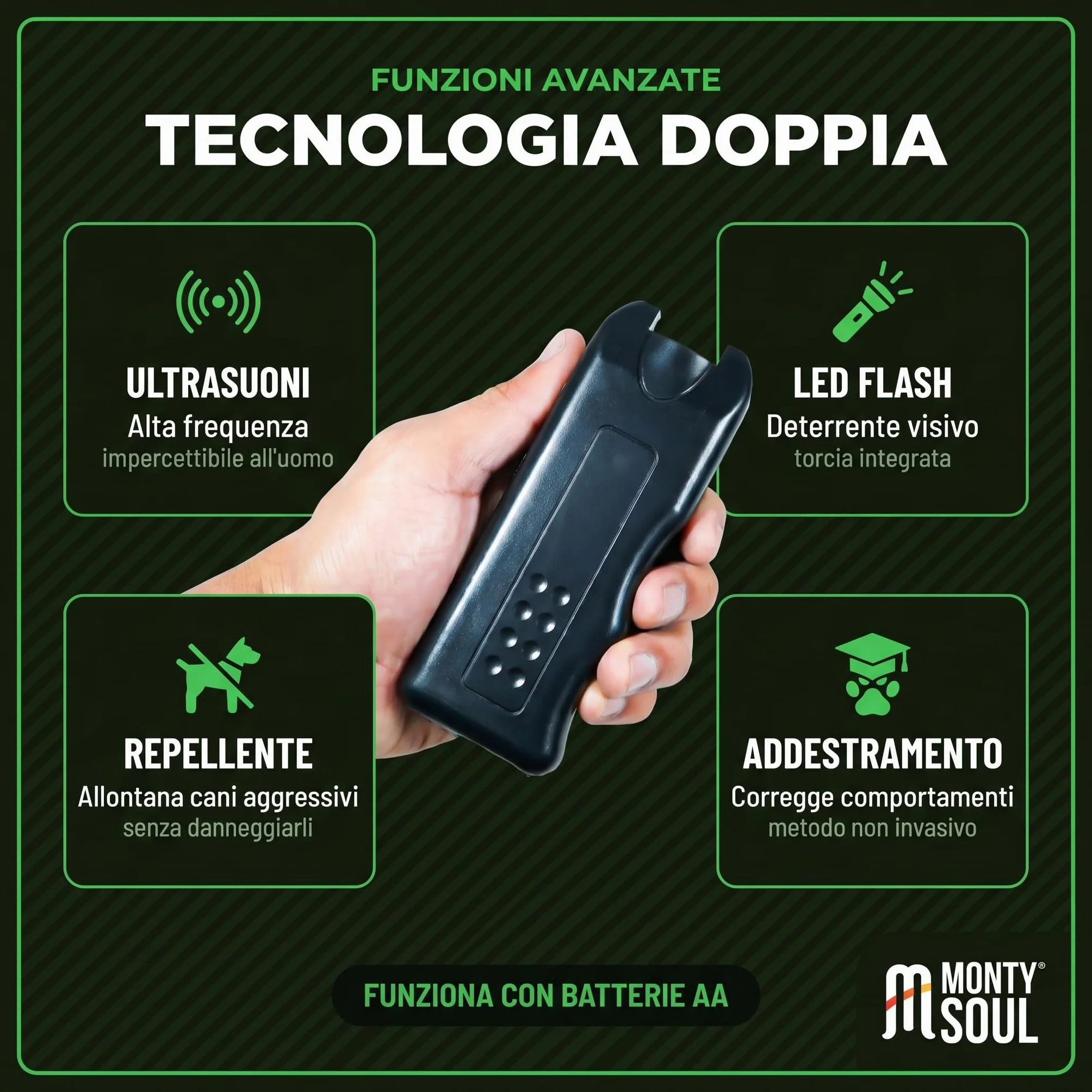 Répulsif ultrason pour chiens agressifs LED Flash portable 20 m