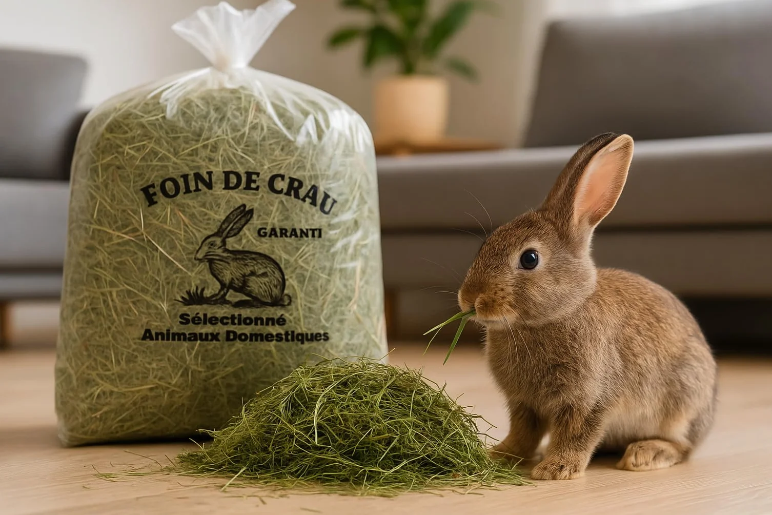 Foin de Crau AOP 1KG Mas de l’Aqueduc Nourriture Naturelle pour Lapin et Rongeur Riche en Fibres France