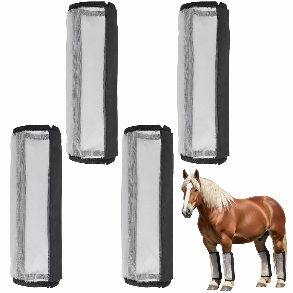 Guêtres Anti-Mouches Pour Chevaux NBEADS 4 Pièces, Non-Glissantes, Respirantes, En Mesh, Noir