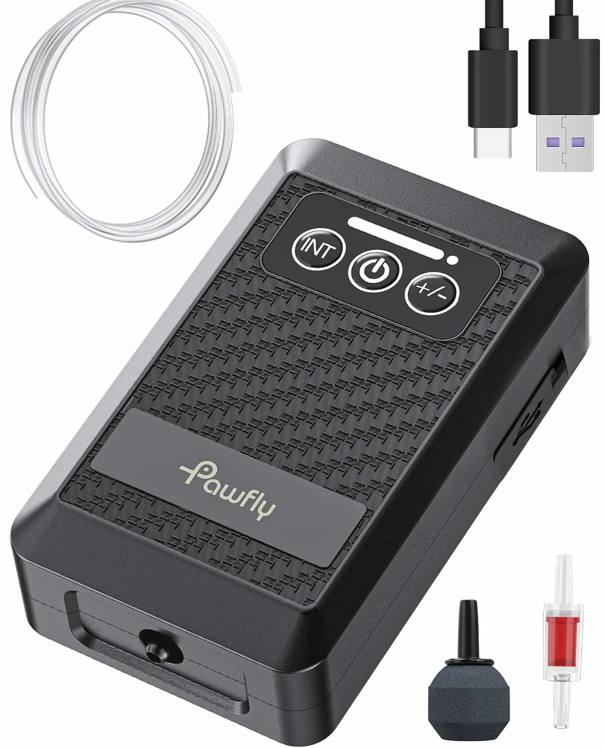 Pawfly Pompe à Air Aquarium sur Batterie au Lithium Rechargeable Type C 20-500 L Silencieux Portable