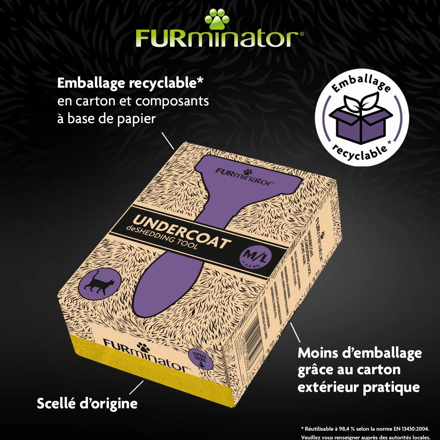 FURMINATOR Brosse anti-mue pour Chat à Poils Courts M/L - Outil de Toilettage - Élimine 90% des poils morts