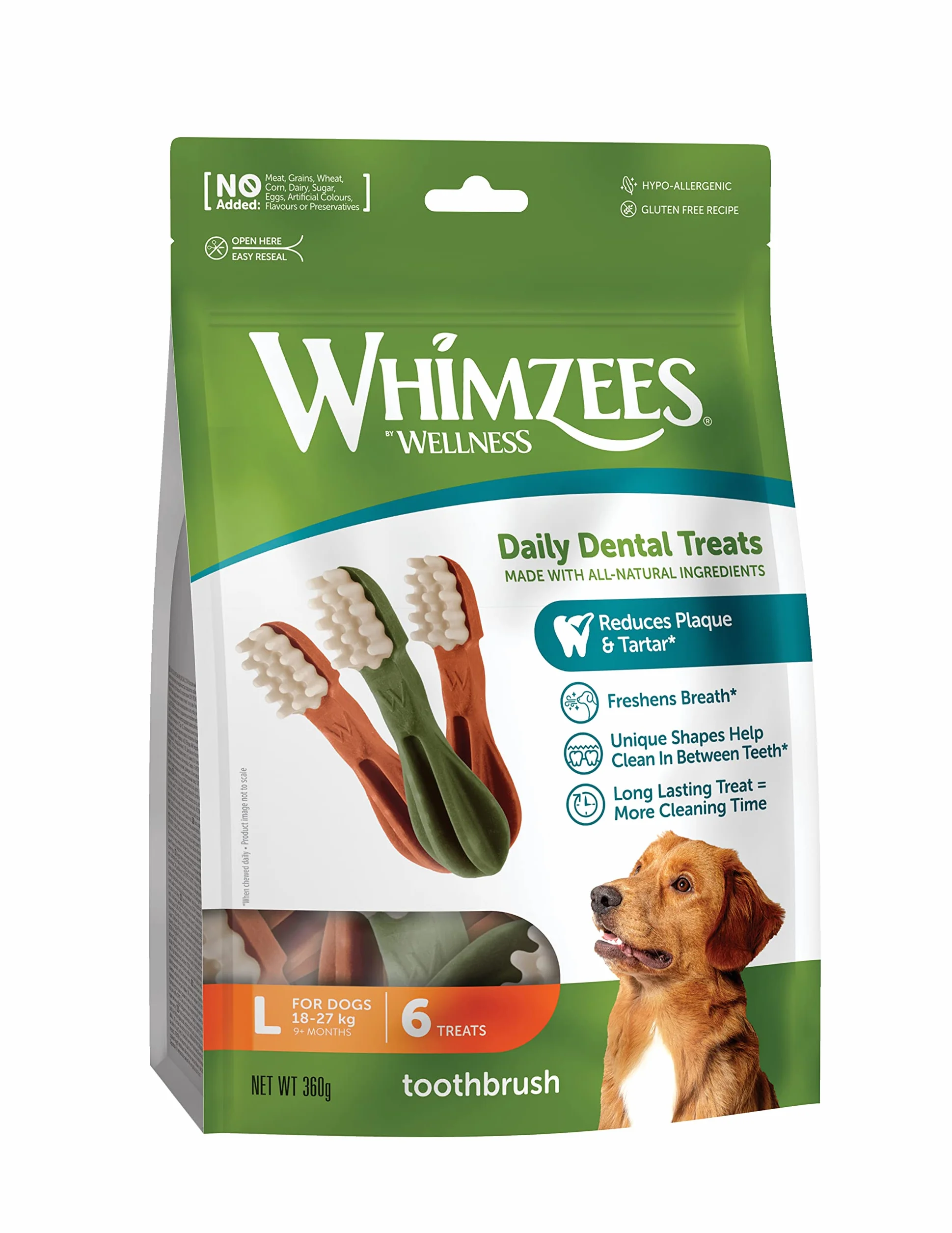 WHIMZEES Friandises pour Chiens Taille L, 6 Pièces, Naturelles sans Céréale