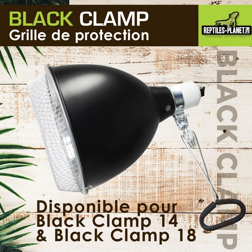 REPTILES PLANET Grille de Protection pour Support d'Ampoule Black Clamp 18