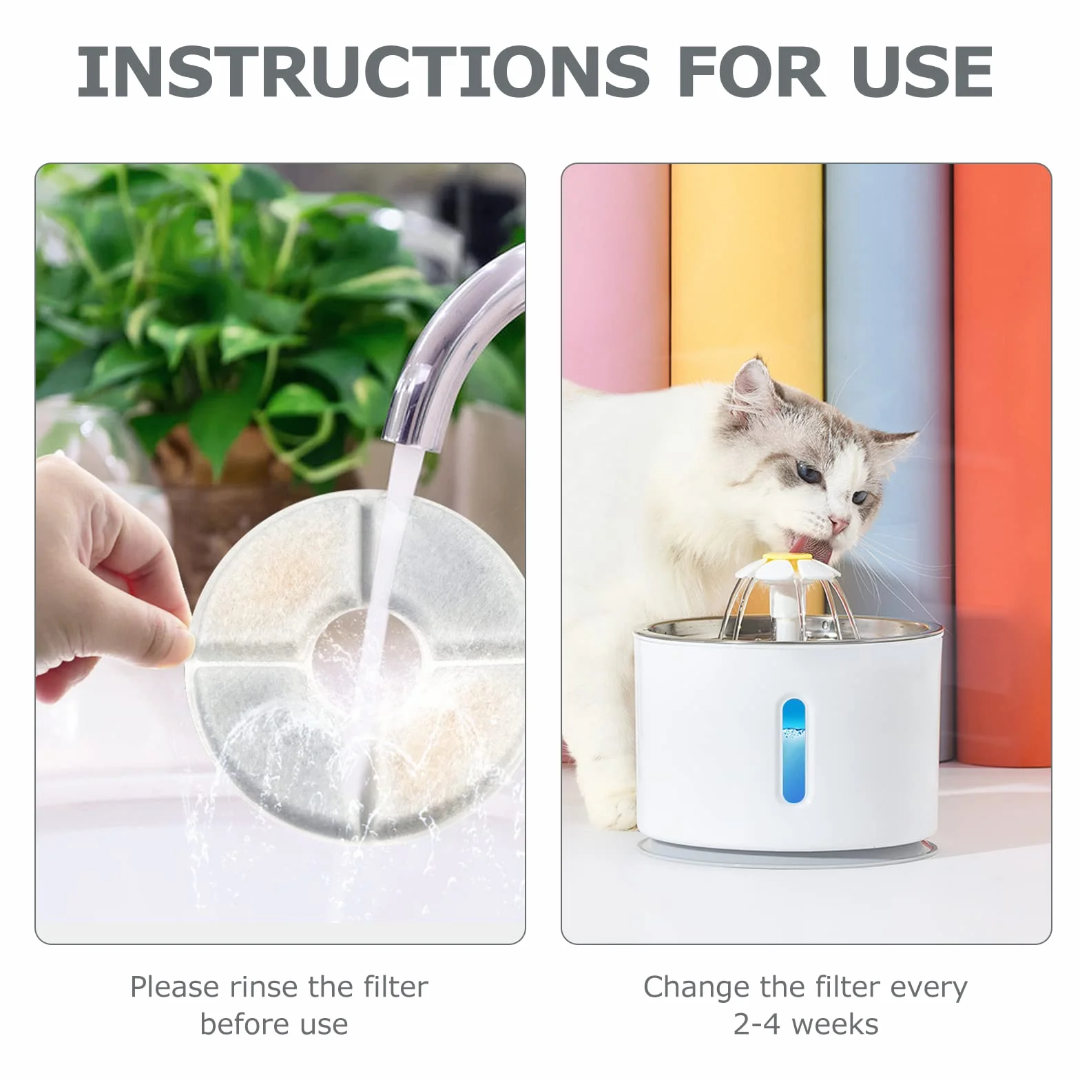 Filtres de Fontaine pour Chat 10 pièces Filtre de Fontaine à Boire Blanche
