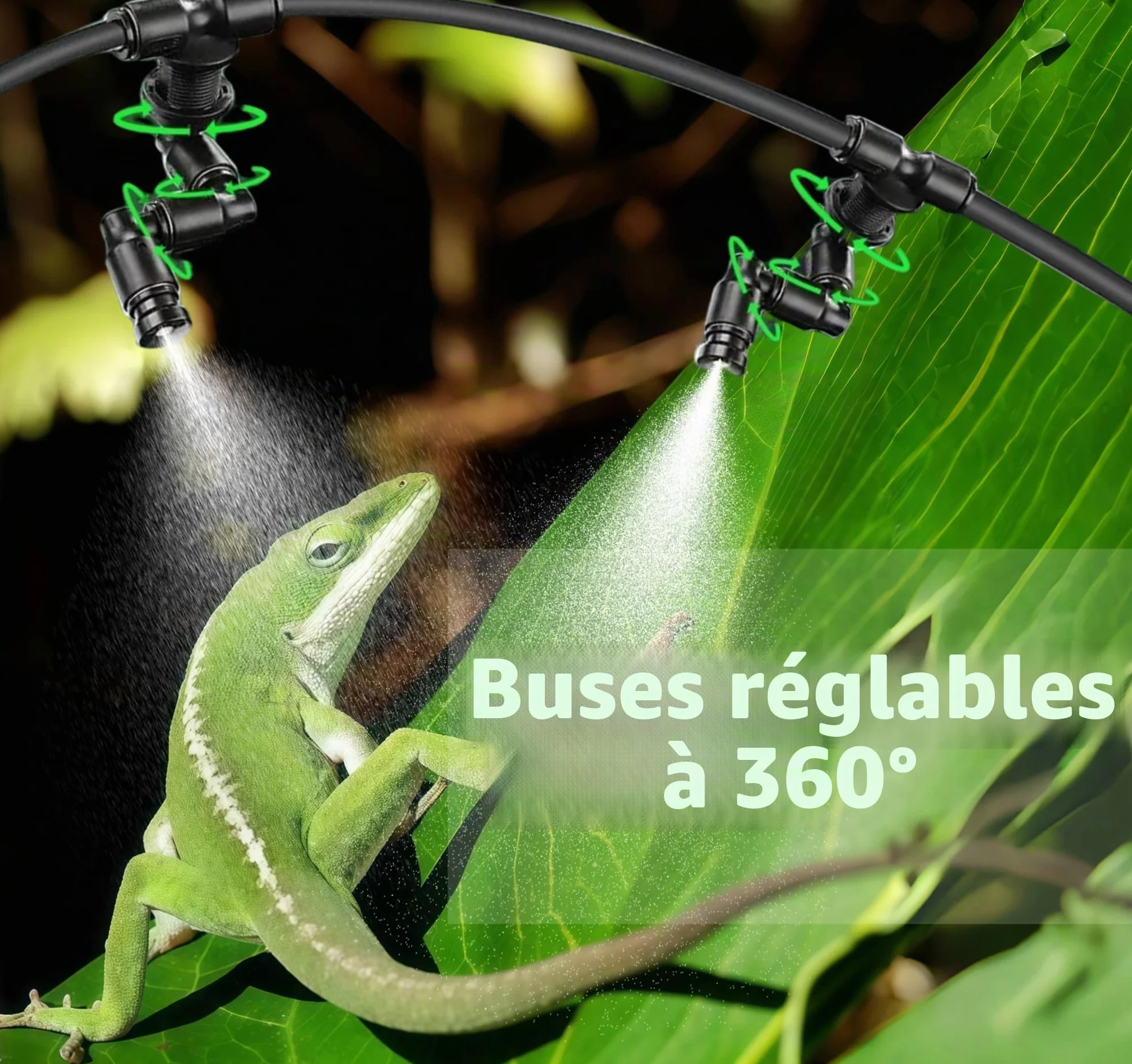 Brumisateur Terrarium Automatique avec Minuterie, Arroseur Brouillard Réglable 360°, Système Pulvérisation Reptiles Plantes