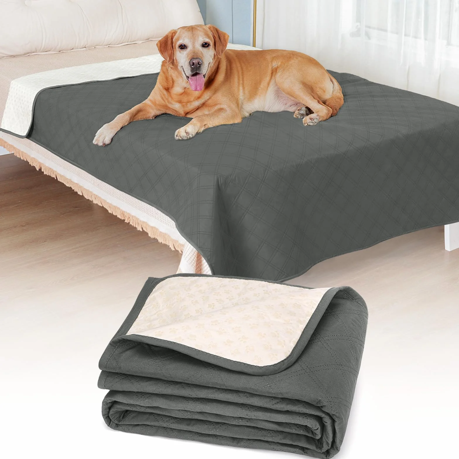 Couverture Imperméable pour Chien Housse de Canapé-lit Protecteur de Meubles Antidérapant Lavable Résistant aux Poils Animaux (152x203 cm)