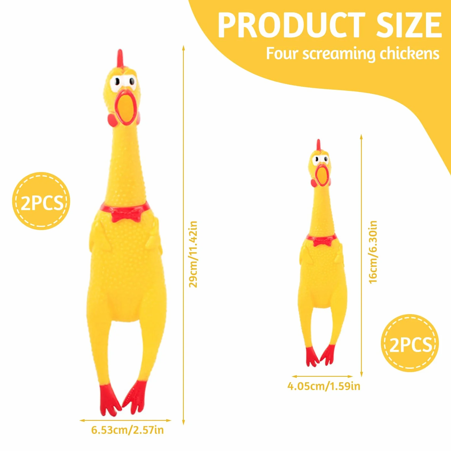 Poulet en Caoutchouc Jaune Qui Couine, 4 Pièces pour Chiots