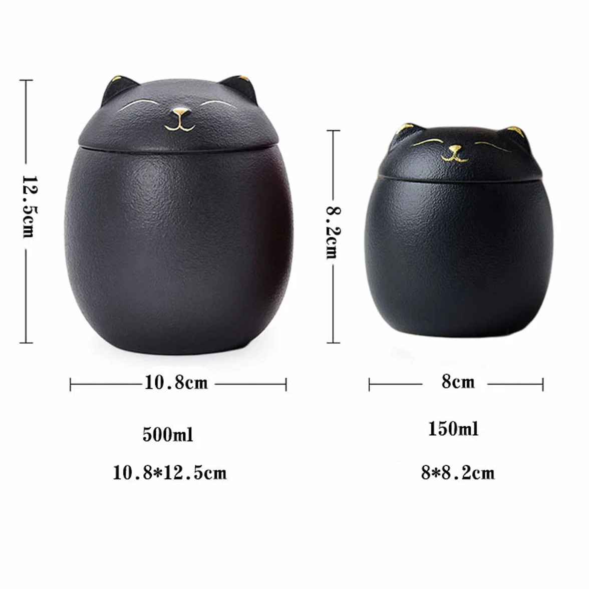 Urne pour Cendres de Chat, Urne Commémorative Forme de Chat, Urne Funéraire Décorative Artisanale, Noir, 500ML