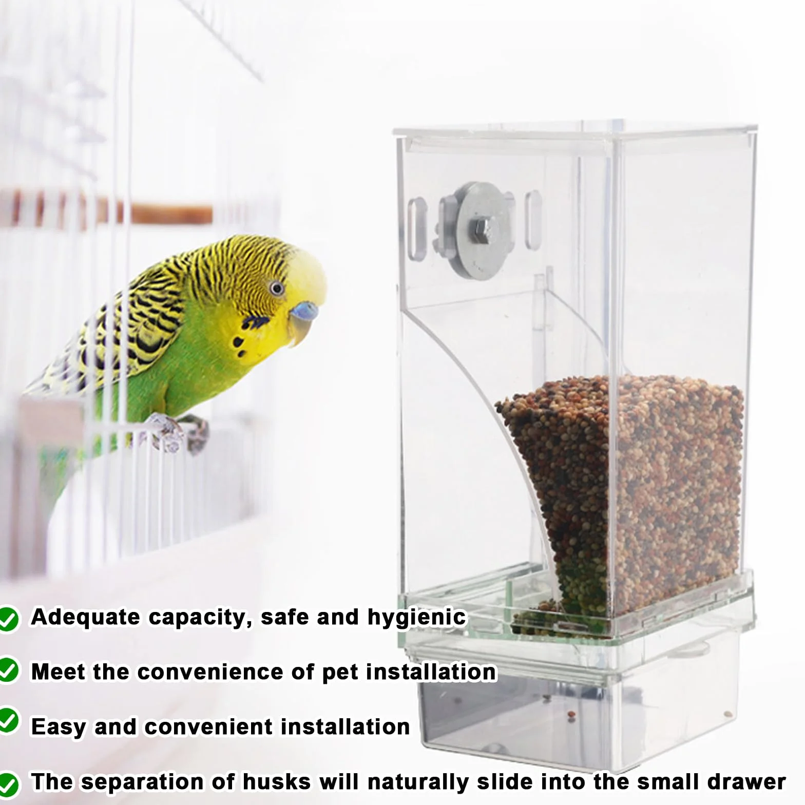 Lot de 2 distributeurs automatiques de nourriture pour oiseaux perruches canaris calopsittes pinsons