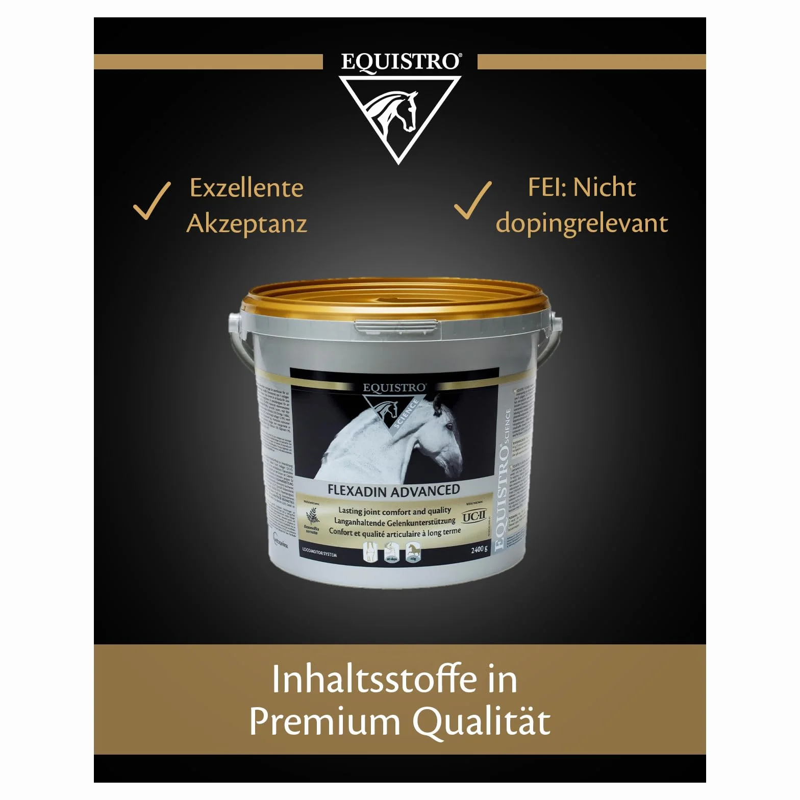 EQUISTRO® Flexadin Advanced Complément Alimentaire pour Chevaux Soutien du métabolisme articulaire UC-II® 2,4 kg