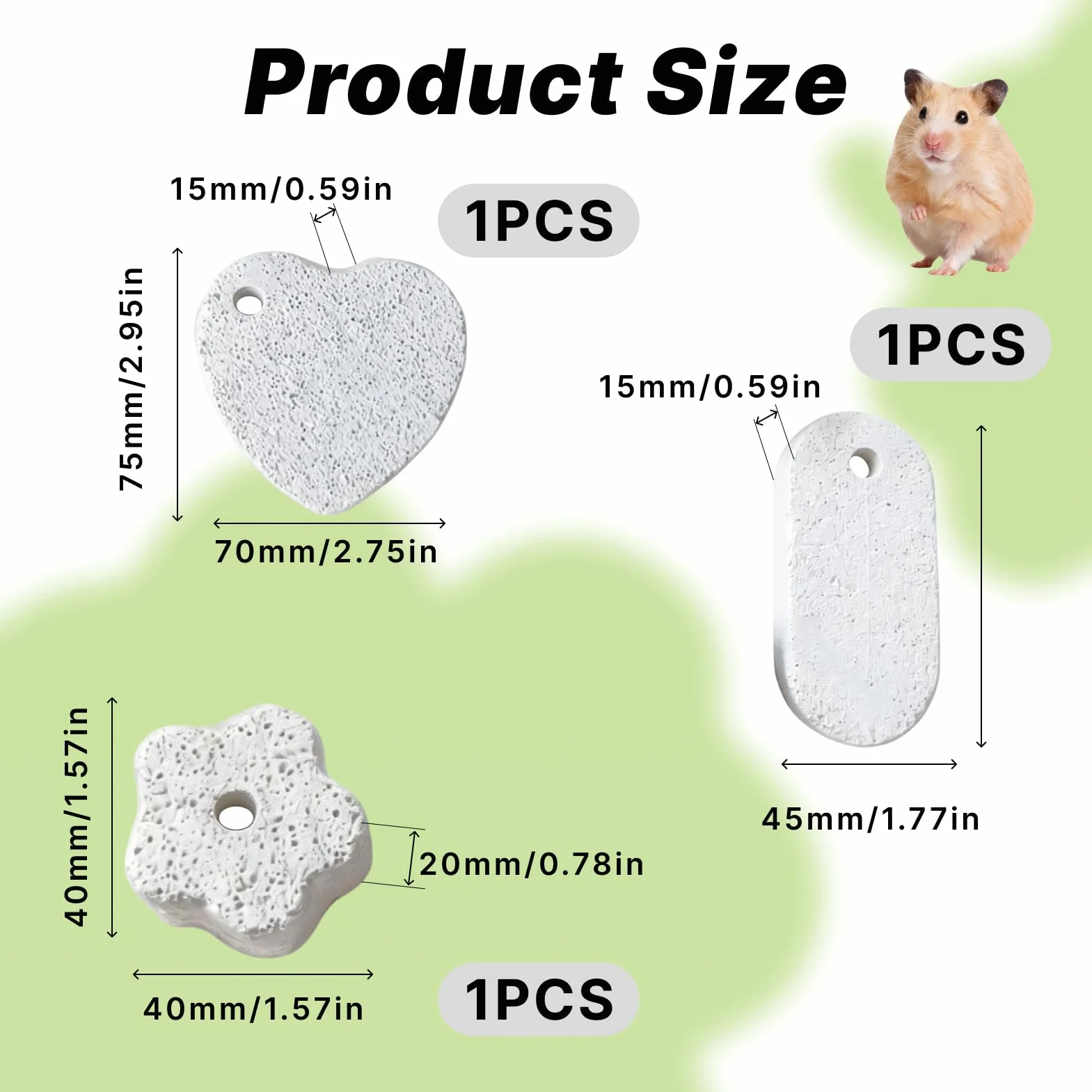 Pierre à Ronger pour Rongeurs Hamster Lapin Chinchilla Cochon d'Inde - Jouet à Mâcher 3pcs