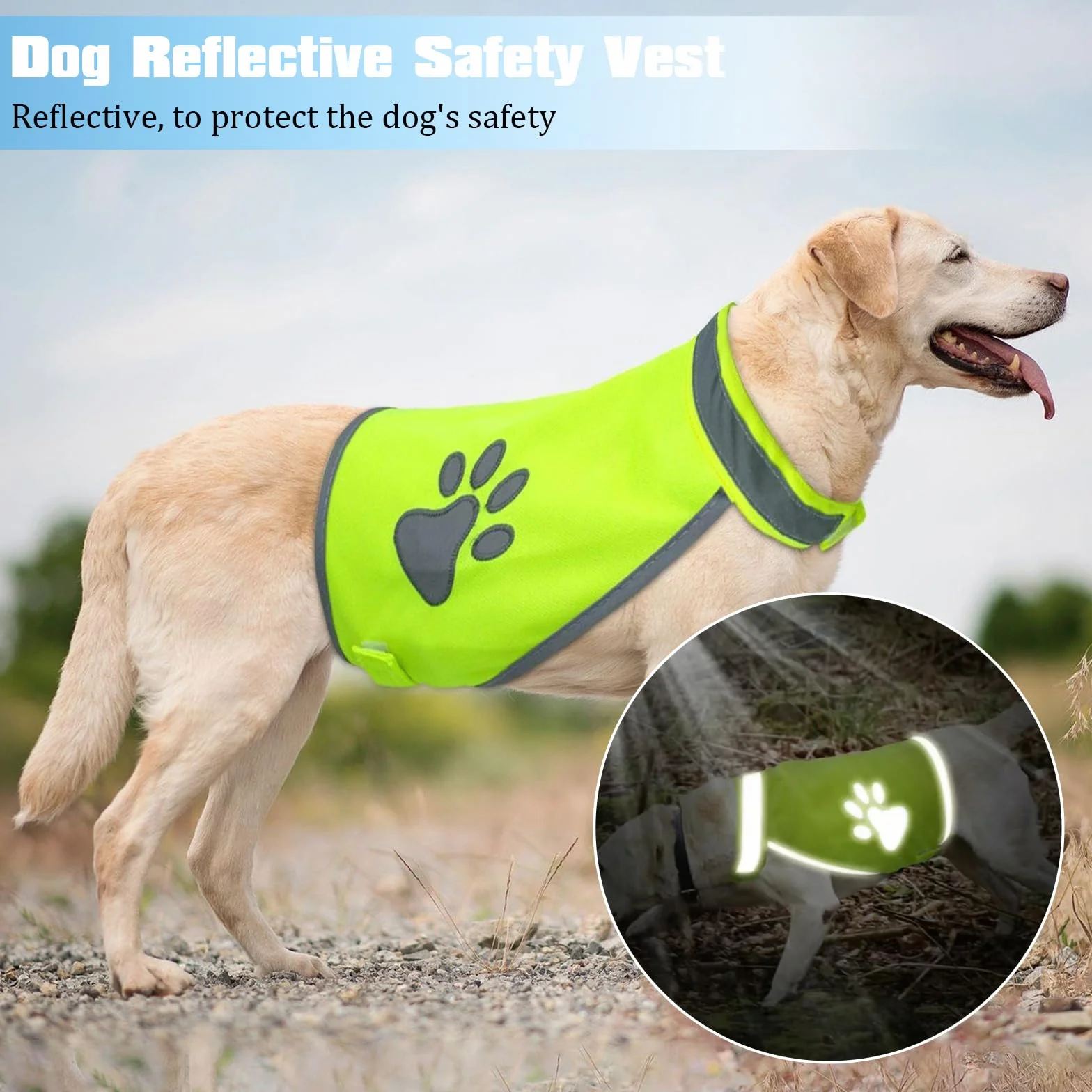 Gilet Jaune Bandes Réfléchissantes Chien Conception Réglable pour Promenades Nocturnes