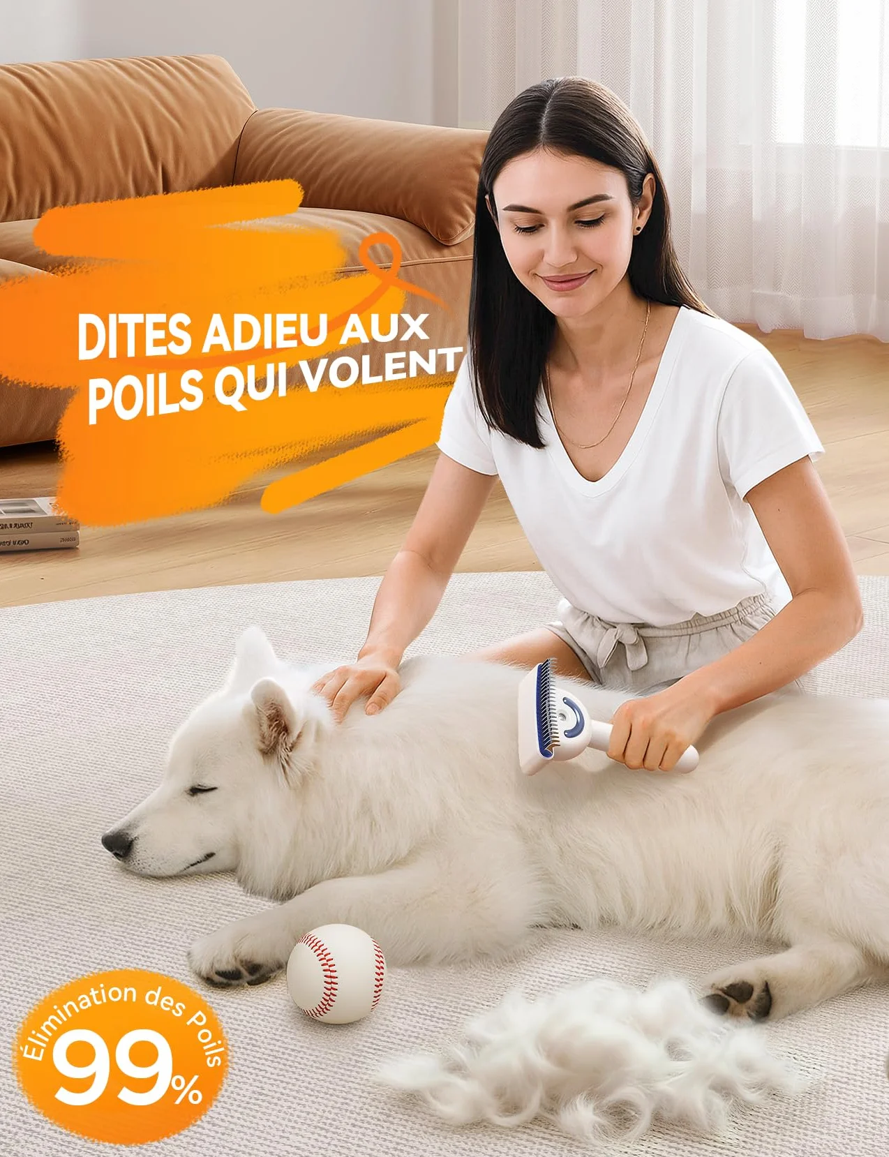 FEELNEEDY Brosse Vapeur Chien Peigne Démêlage Professionnel Double Face 23+35 Dents Élimine Nœuds Sous Poil Courts Longs