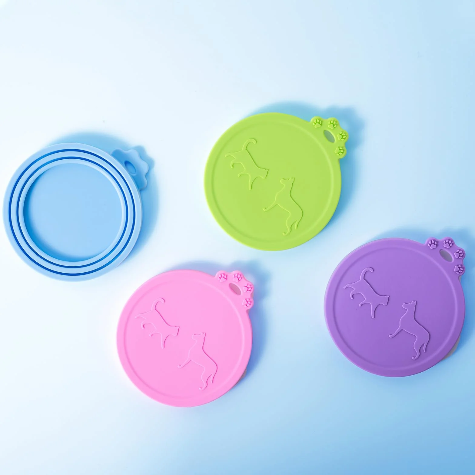 Silicone Couvercles Universels pour Boîtes de Conserve Set de 4 Couleurs Modèle Relief Ouverture Portable