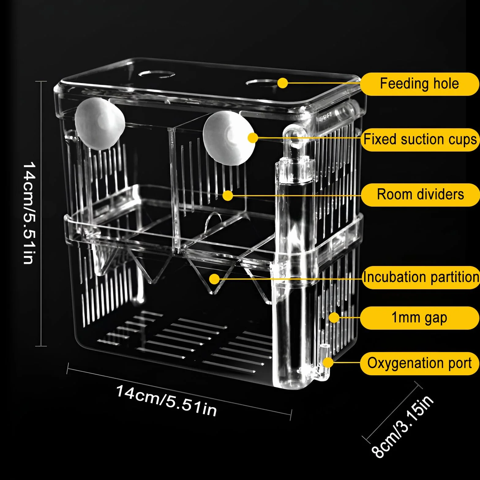 Guador Boîte d'Élevage Aquarium Isolation Incubateur Écloserie Piège Double Guppy Flottant XL
