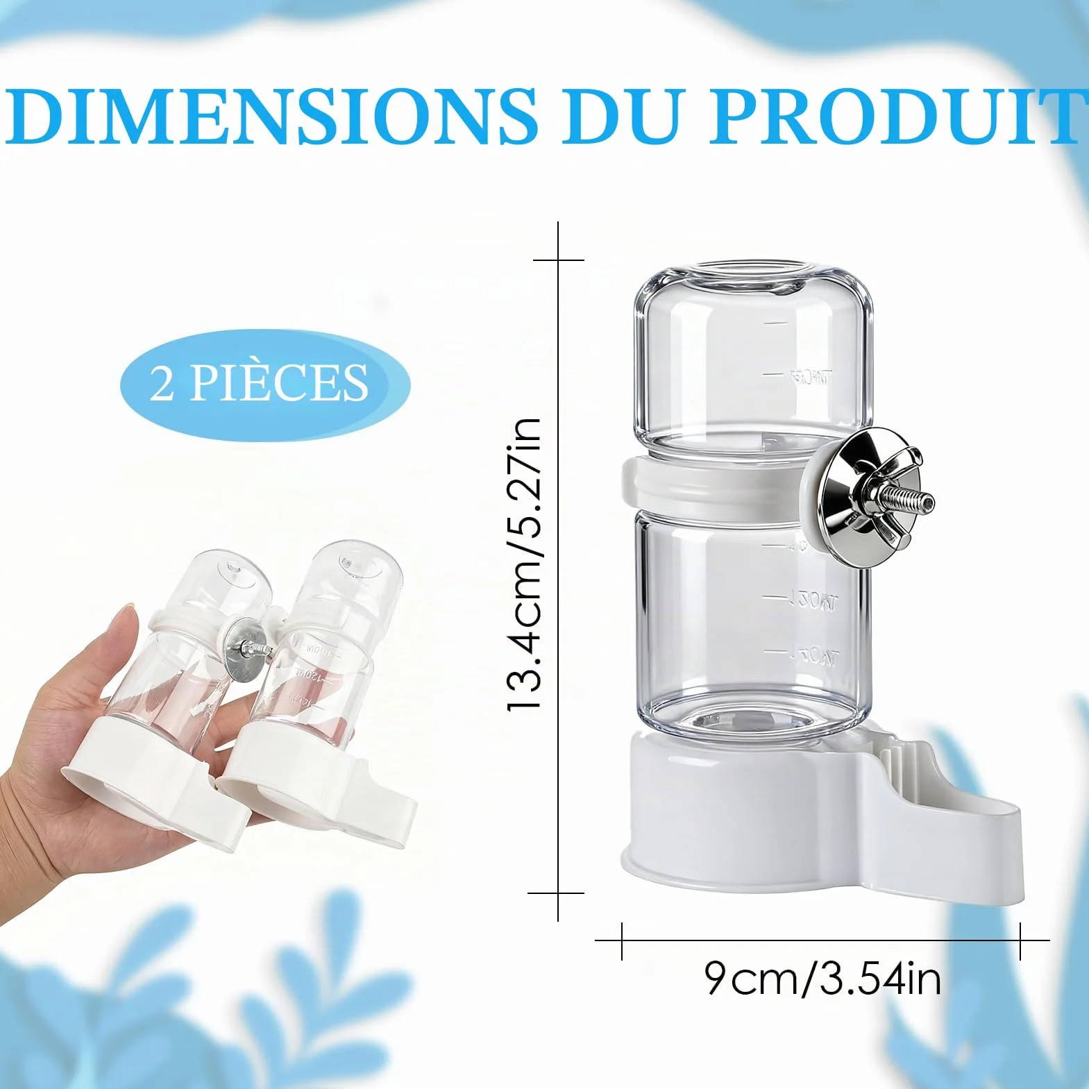Abreuvoir Automatique pour Oiseaux de Cage, Distributeur d'Eau pour Perruches, Canaris, Perroquets