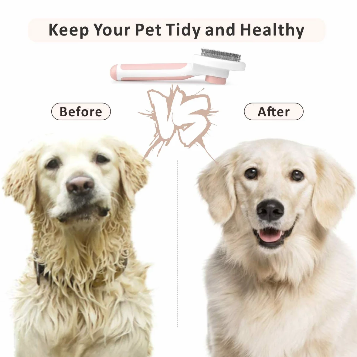 Baytion Brosse Autonettoyante Chiens Chats Long Court Anti-Poil