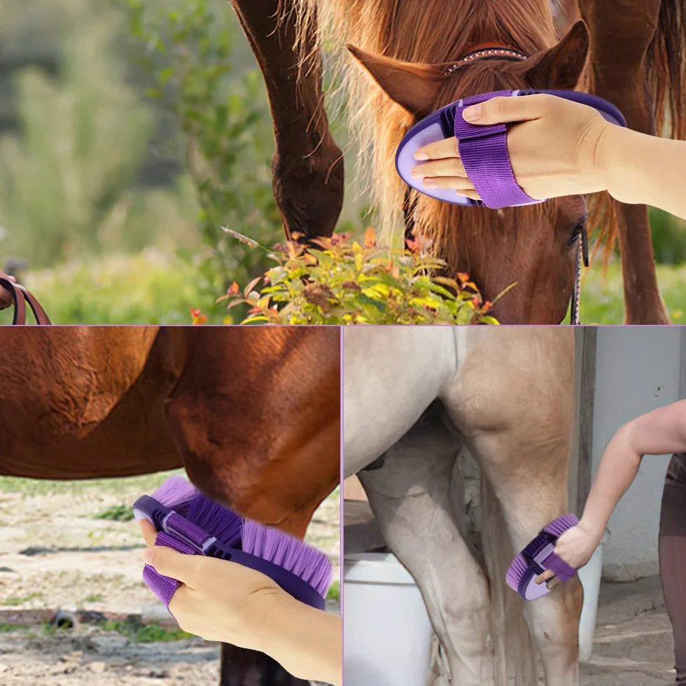 Brosse de Cheval Hillylolly Douce Poil Massage Pansage Chevaux Mue Racines Nettoyage