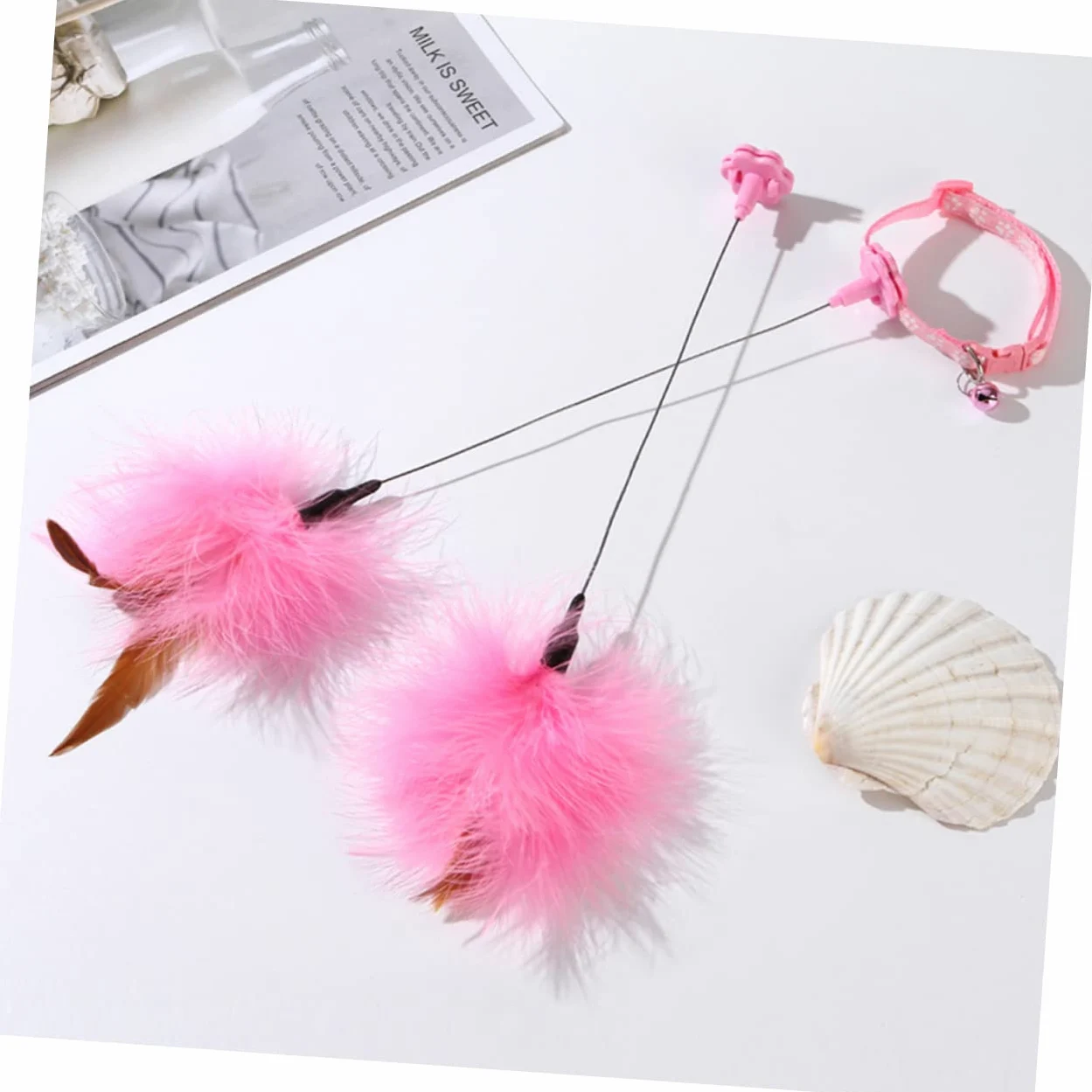 Milisten 2pièces Jouets Interactifs pour Chats avec Plumes Canne à Jouer pour Instinct De Chasse des Félins Idéale pour Jeu Intérieur