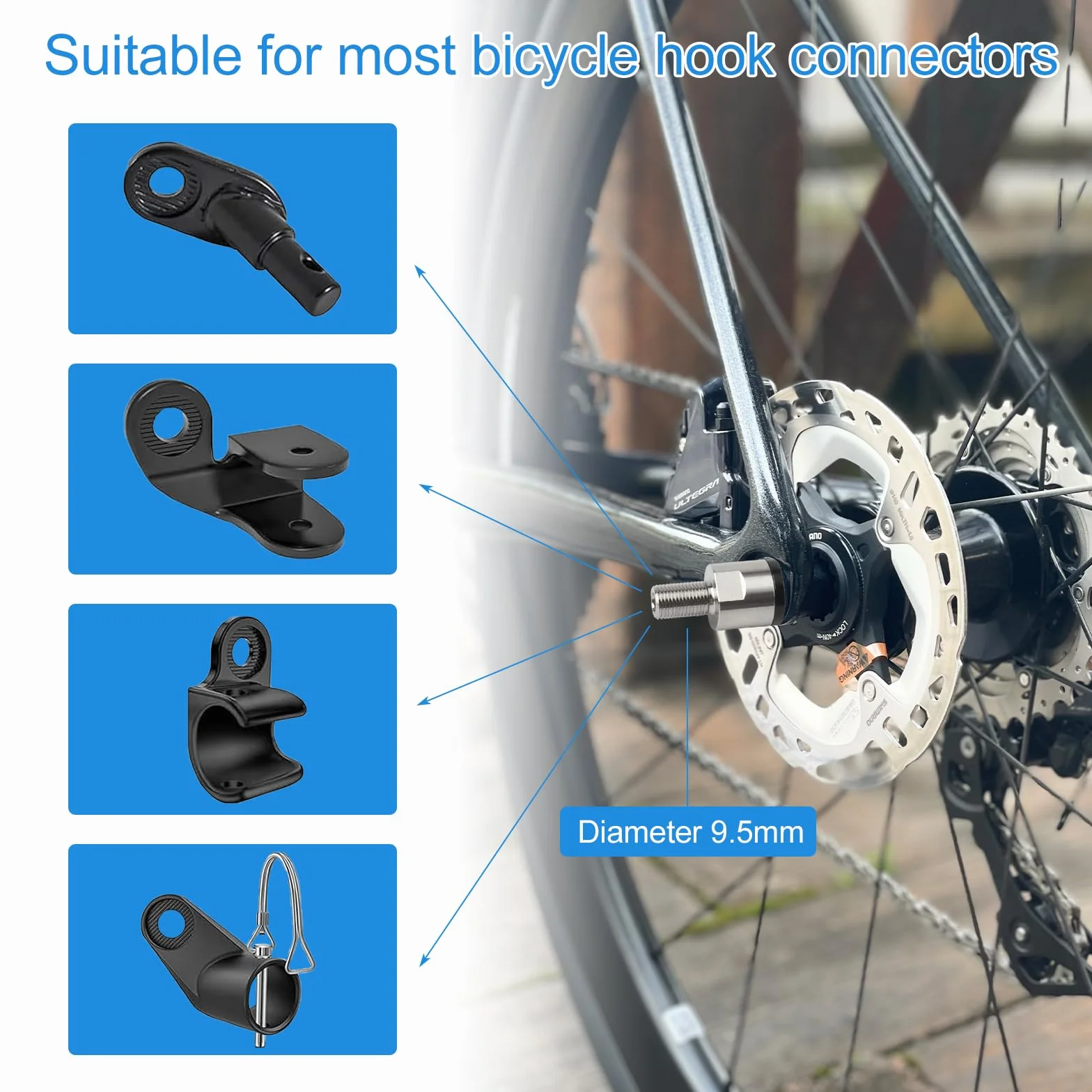 Adaptateur M12 pour Remorque de Vélo Axe 160-178mm Longueur Tige Réglable