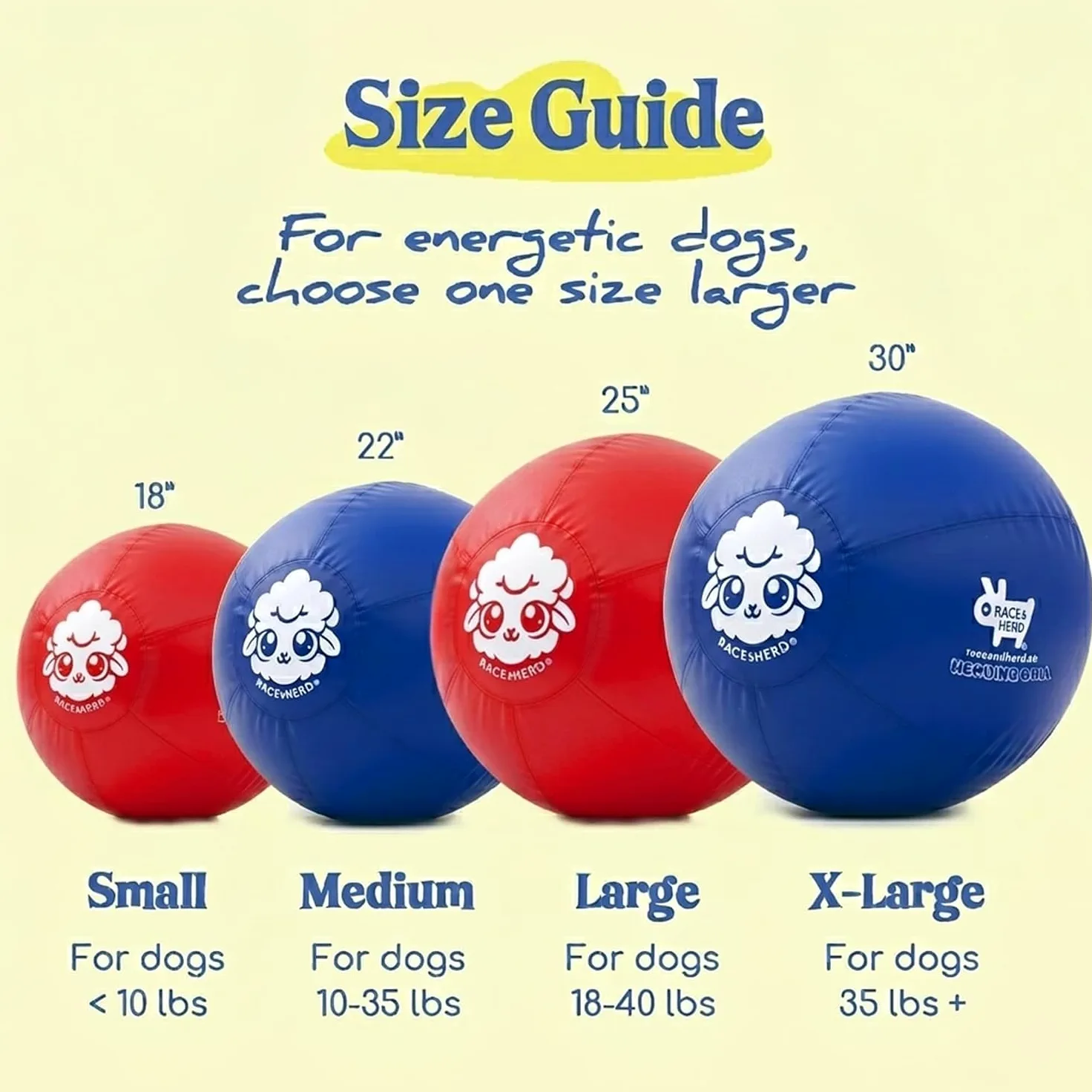Race&Herd Balle de troupeau originale de 55,9 cm pour chiens — Balles pour | Balle de troupeau moyenne pour berger australien, Border Collie, Corgi et Blue Heeler, exercice en plein air instinct