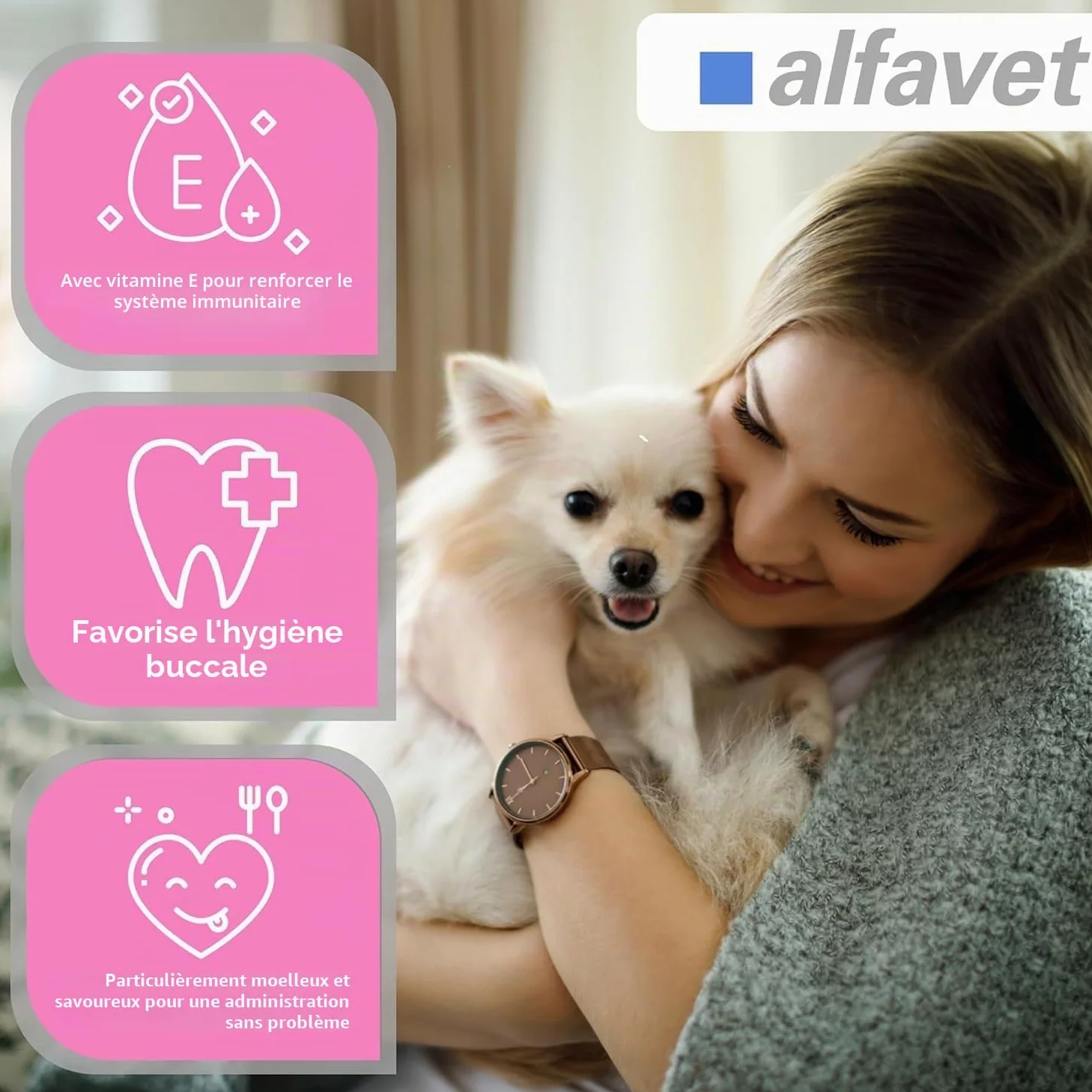 alfavet FeliGum Gingiva | Pack Double | 2 x 120 g | Complément Alimentaire pour Chats et Petits Chiens | avec extrait d'écorce de Saule et acides Gras oméga-3 | Délicieuses Gouttes à mâcher