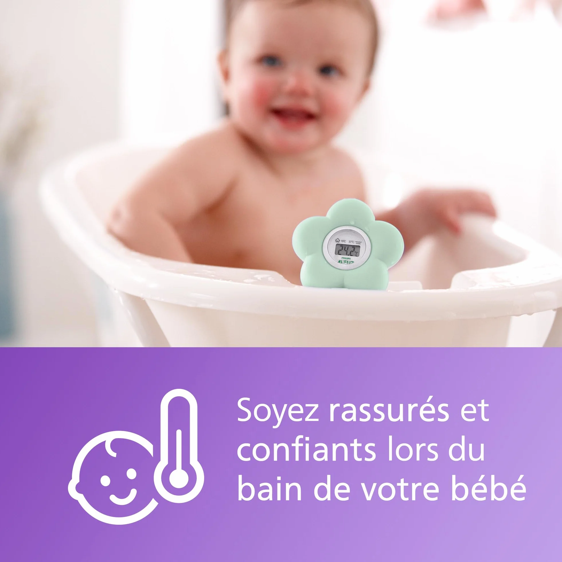 Philips Avent Thermomètre numérique de bain bébé étanche SCH480/00
