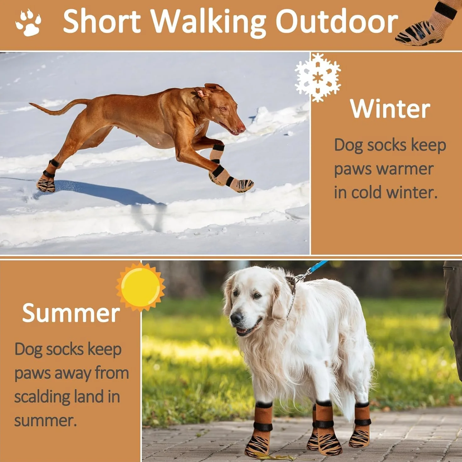 Chaussettes Antidérapantes pour Chien – Double Face pour Sol en Bois, Protège-Pattes (S)