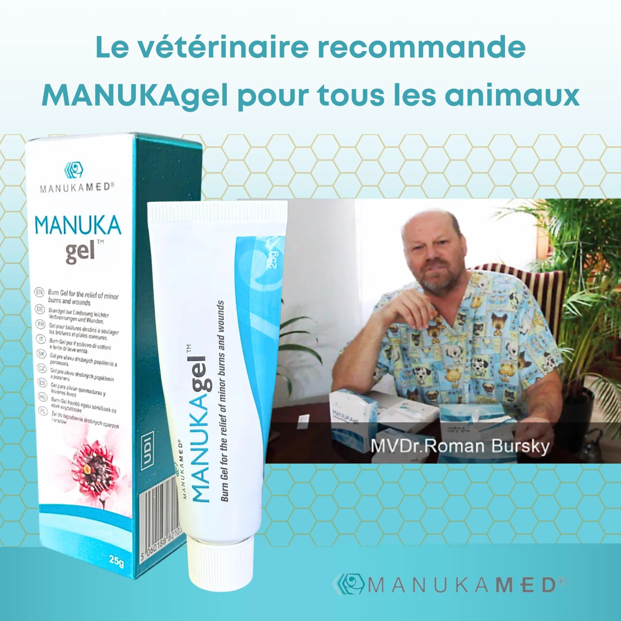 ManukaMed MANUKAgel Crème cicatrisante pour Chiens Chevaux Chats MGO 560+ antibactérien 25 g