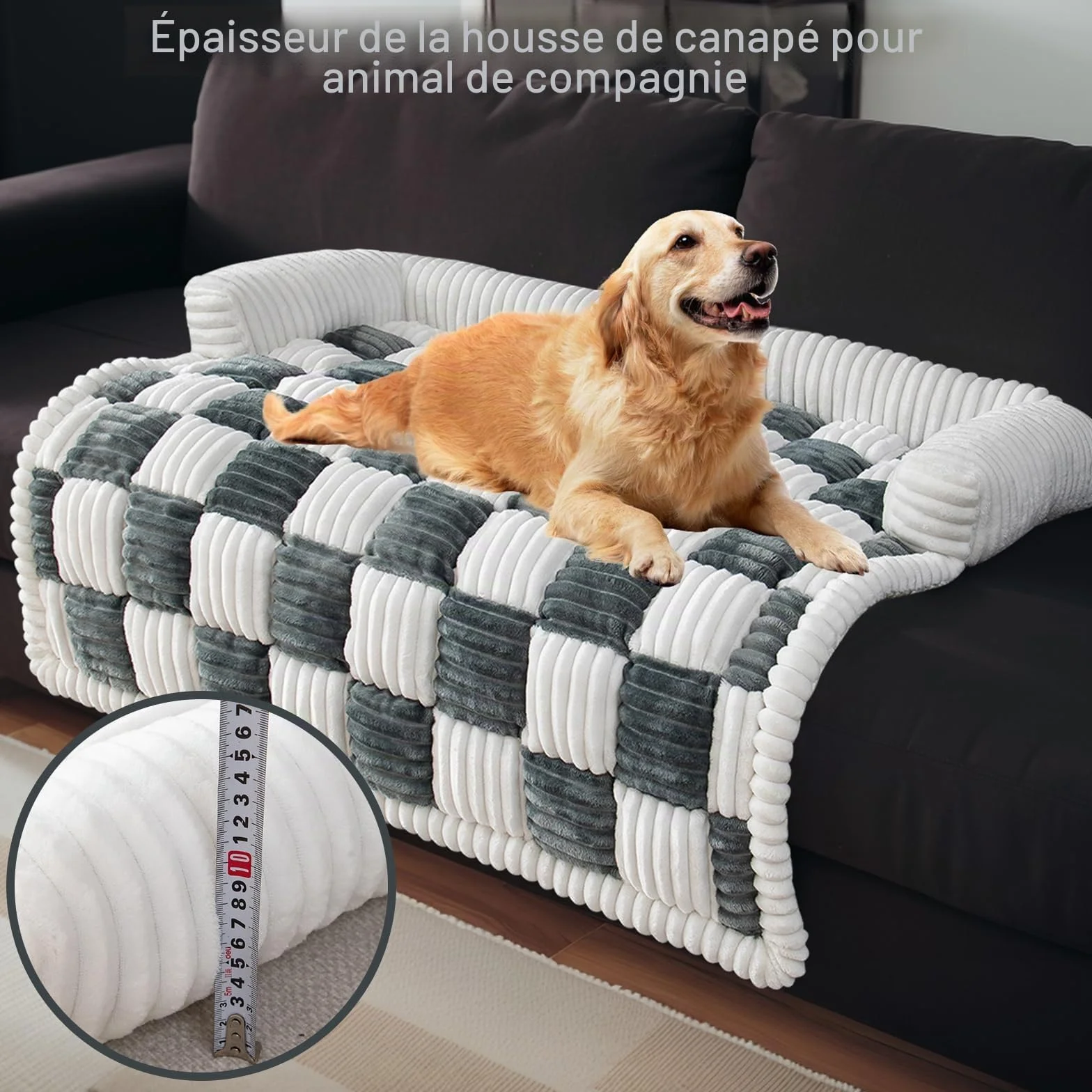 LiveGo Housse de canapé pour Animaux de Compagnie Lavable en Peluche pour Chien et Chat