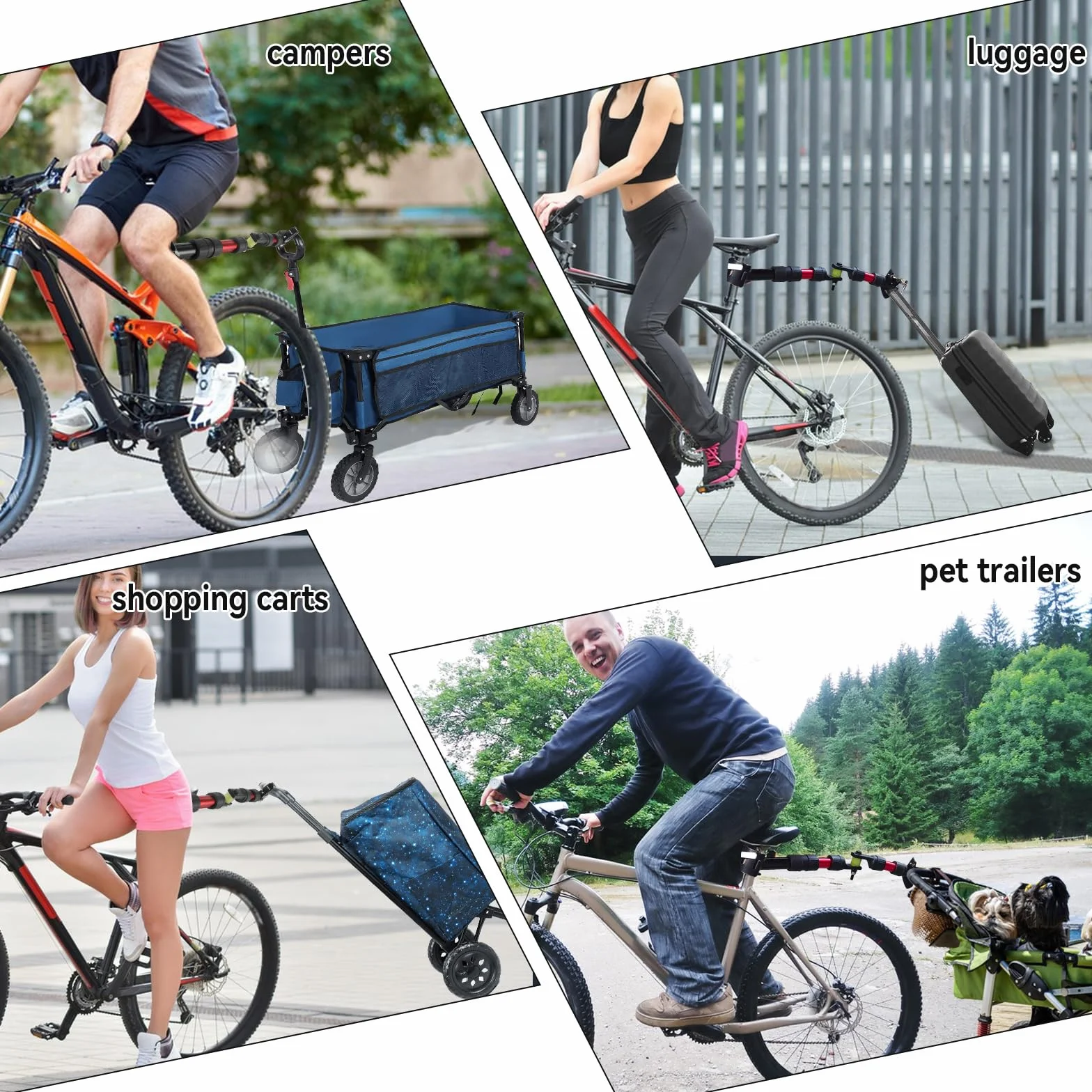 Attelage de remorque de vélo pour chariot pliable en acier