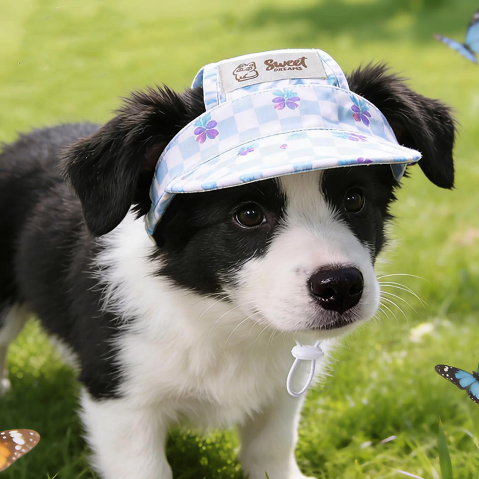 2 Pièces Casquette Chien de Protection Solaire, Chapeau pour Chat Réglable avec Trous d'oreilles, Chapeau de Sport Chat de Compagnie Extérieur pour l'Été Convient Chats et Chiots, Respirant M