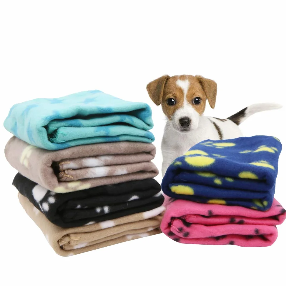 Lot de 6 Couvertures Lavables pour Animal Domestique 60x70 cm Motif Pattes Multicolore