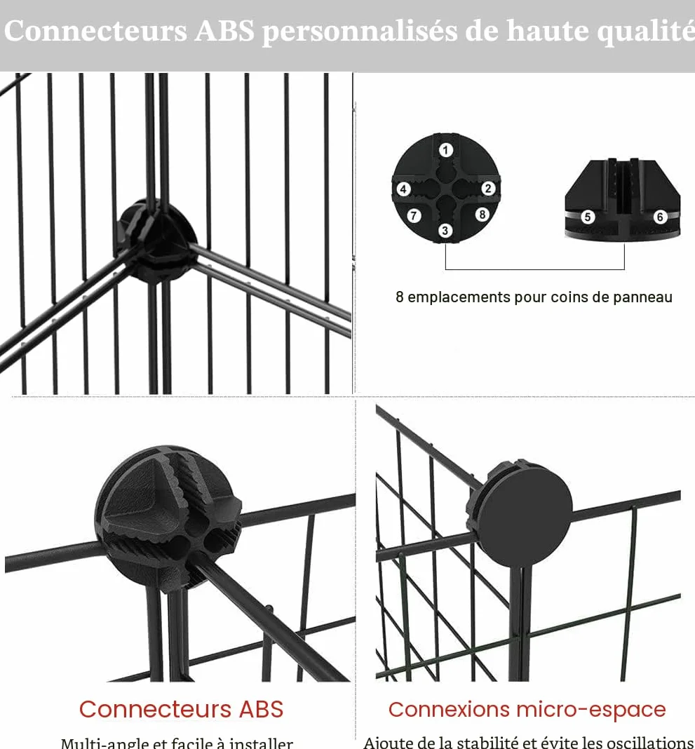 Langxun Cage de Lapin avec Porte, Enclos pour Petit Animal, Treillis Métallique Portable Intérieur Extérieur 30x38cm 12 Pièces
