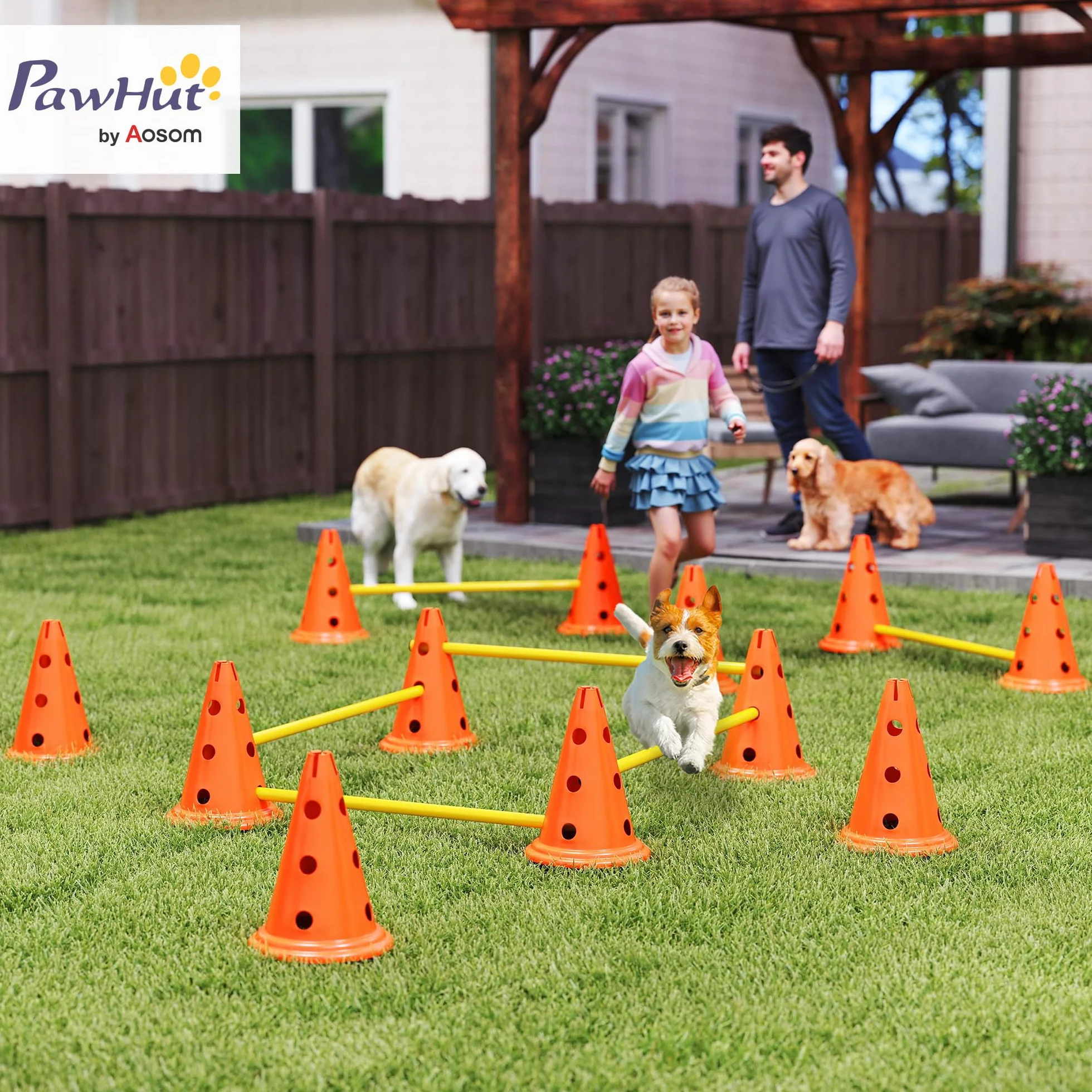 PawHut Ensemble d'Agilité pour Chien 6 Pièces avec Hauteur Réglable, Orange