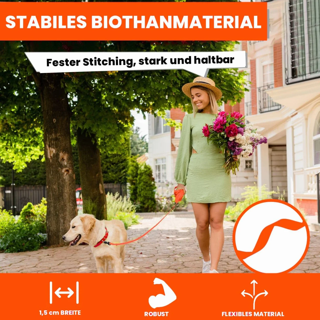 Laisse longue pour chiens Biothane 3 m 5 m 10 m 15 m 20 m