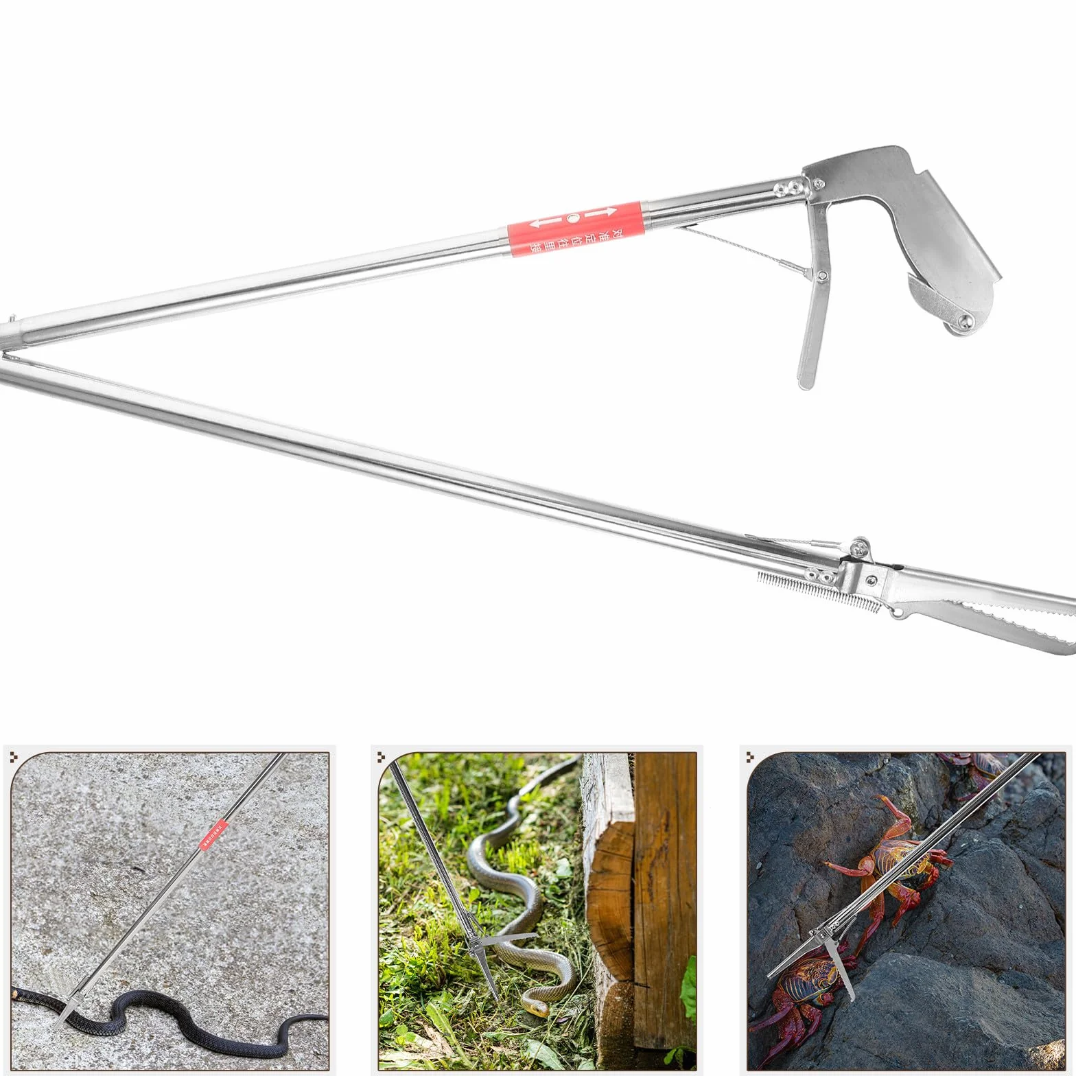 GALPADA Pince à Serpent en Acier Inoxydable Pliable, Outil Portable pour Attraper Les Serpents en Extérieur