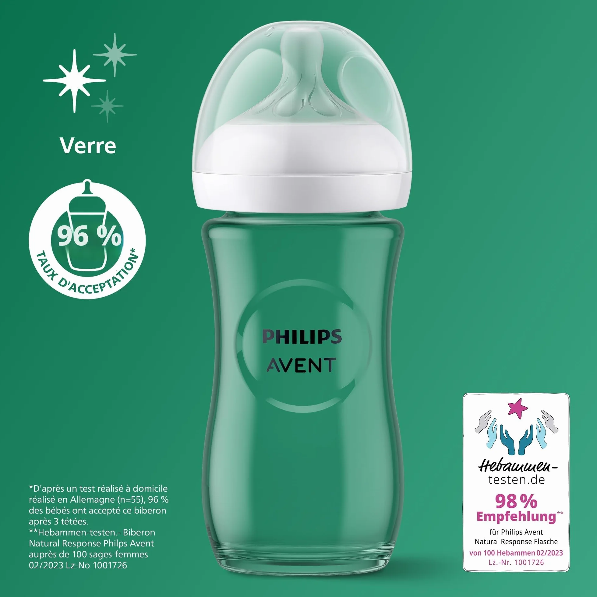 Philips Avent Natural Response Biberons en verre 240 ml lot de 2 SCY933/02