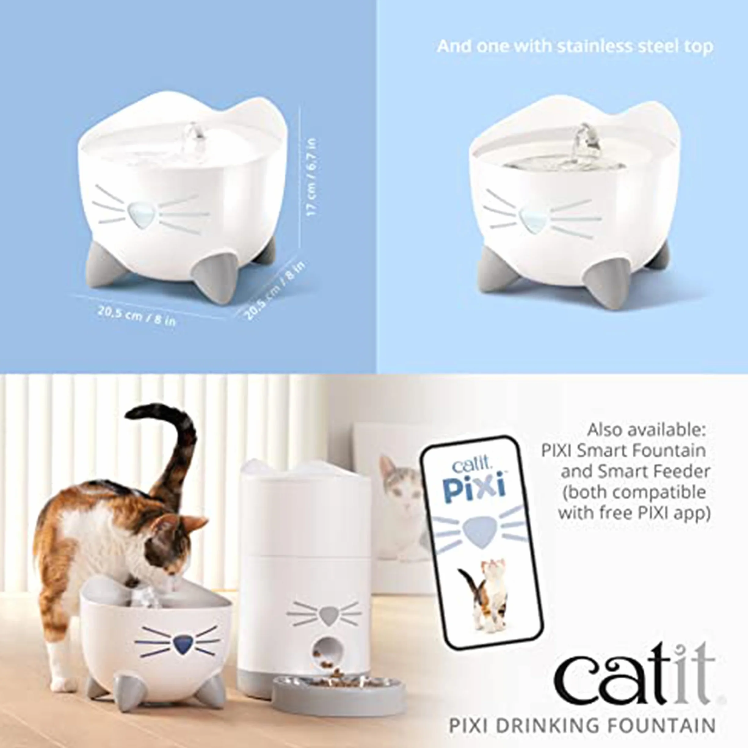 Catit Pixi Fontaine à Eau pour Chat 2,5 L Blanc