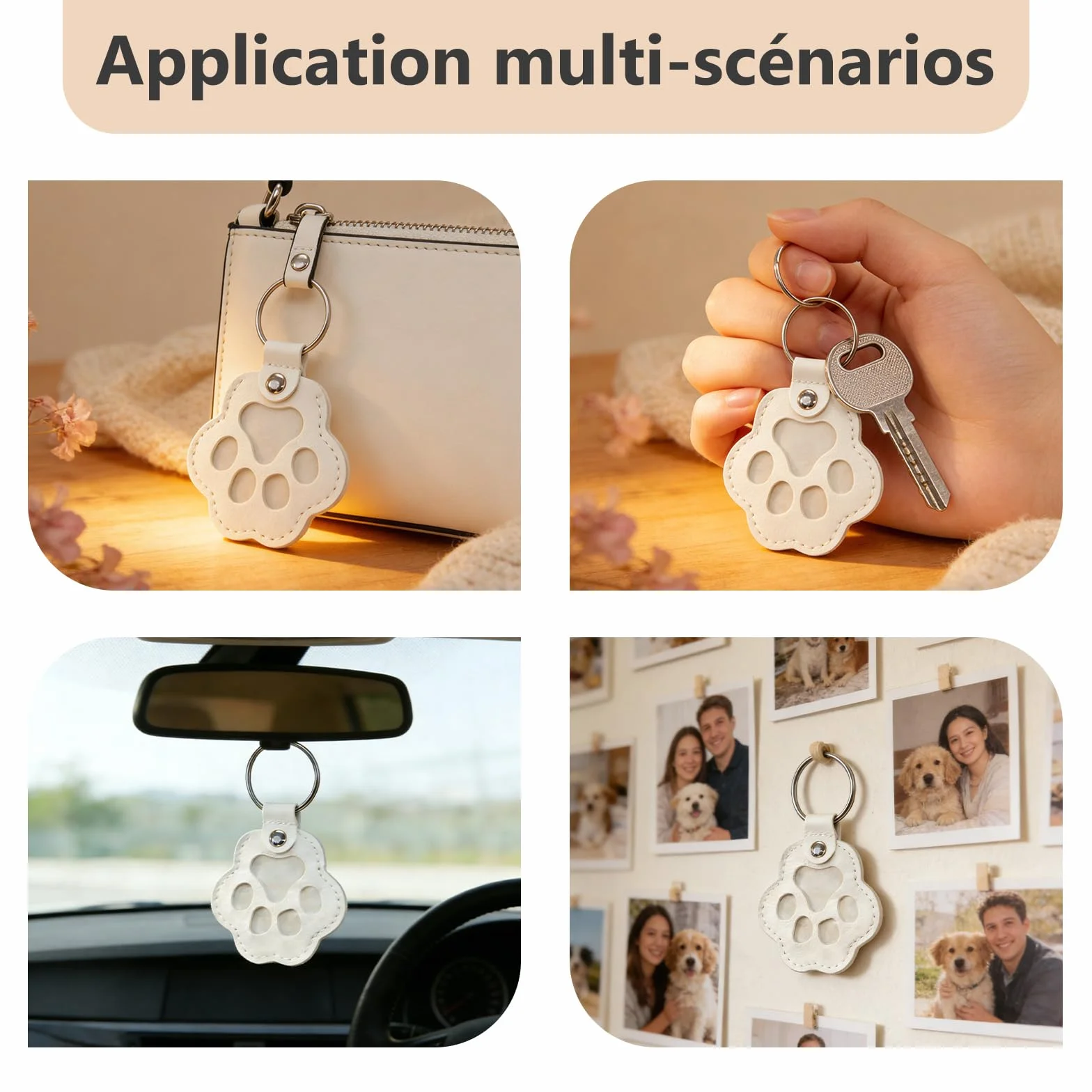 Porte-clés Photo et Nom pour Chien ou Chat, Boîte à Poils en Cuir Gravé, Cadeau Portable pour Amoureux des Animaux