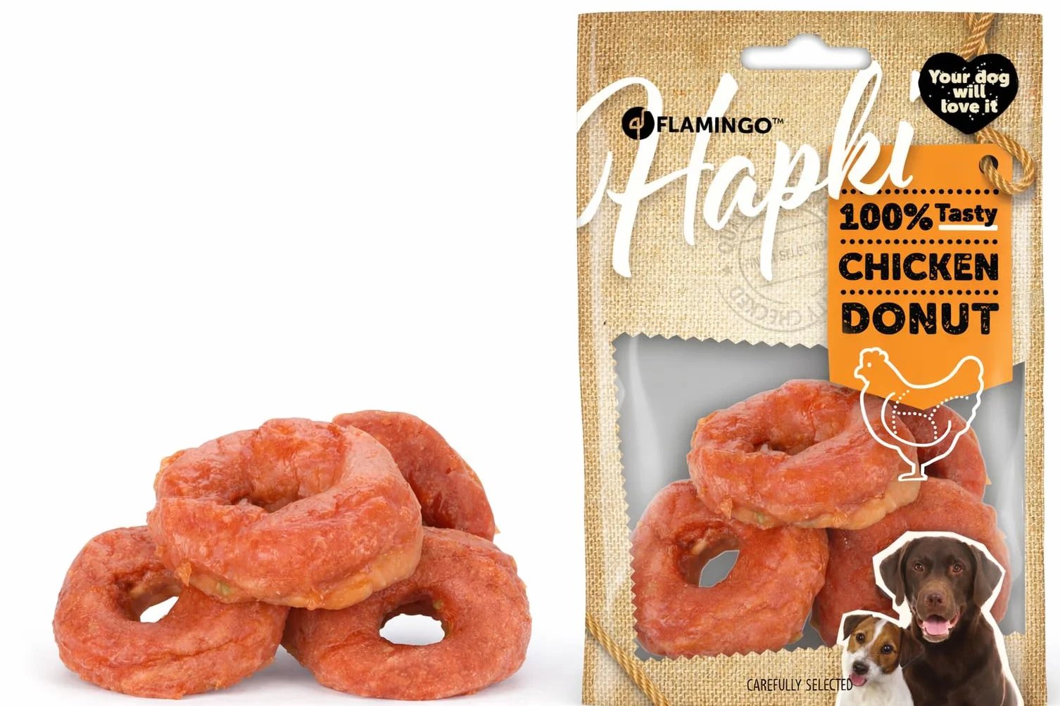 friandises pour chien Hapki donut au poulet snack à mâcher 4 pièces 95 g