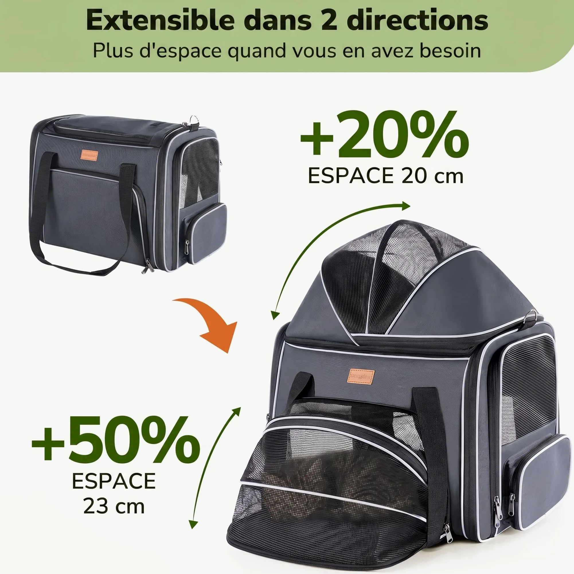 Morpilot Sac de Transport Extensible pour Chat - Extra Stable - Tissu en Maille Respirante pour Animaux de Compagnie