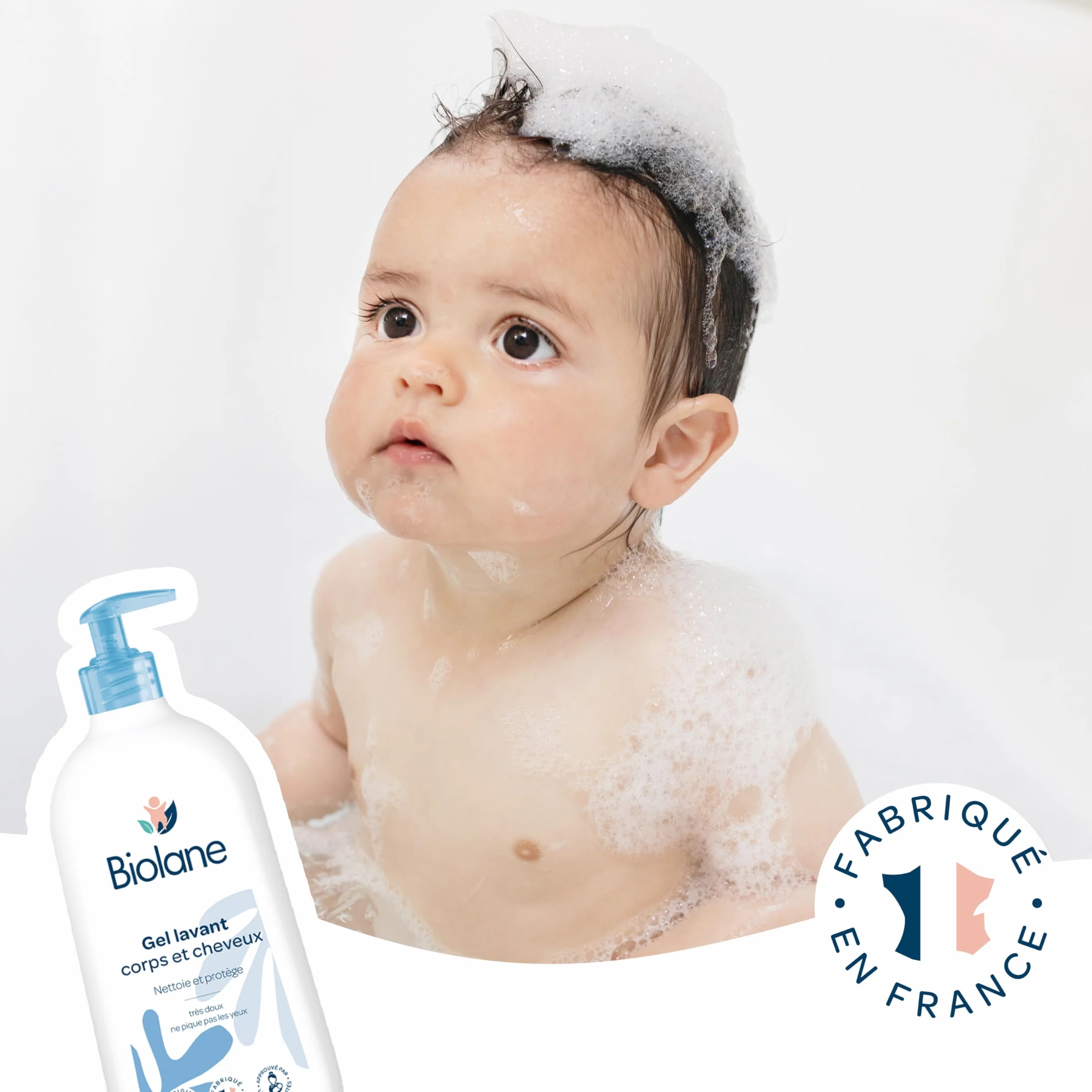 BIOLANE Gel douche bébé corps et cheveux 2 en 1 750ml 97% Origine Naturelle Peaux Sensibles Fabriqué en France