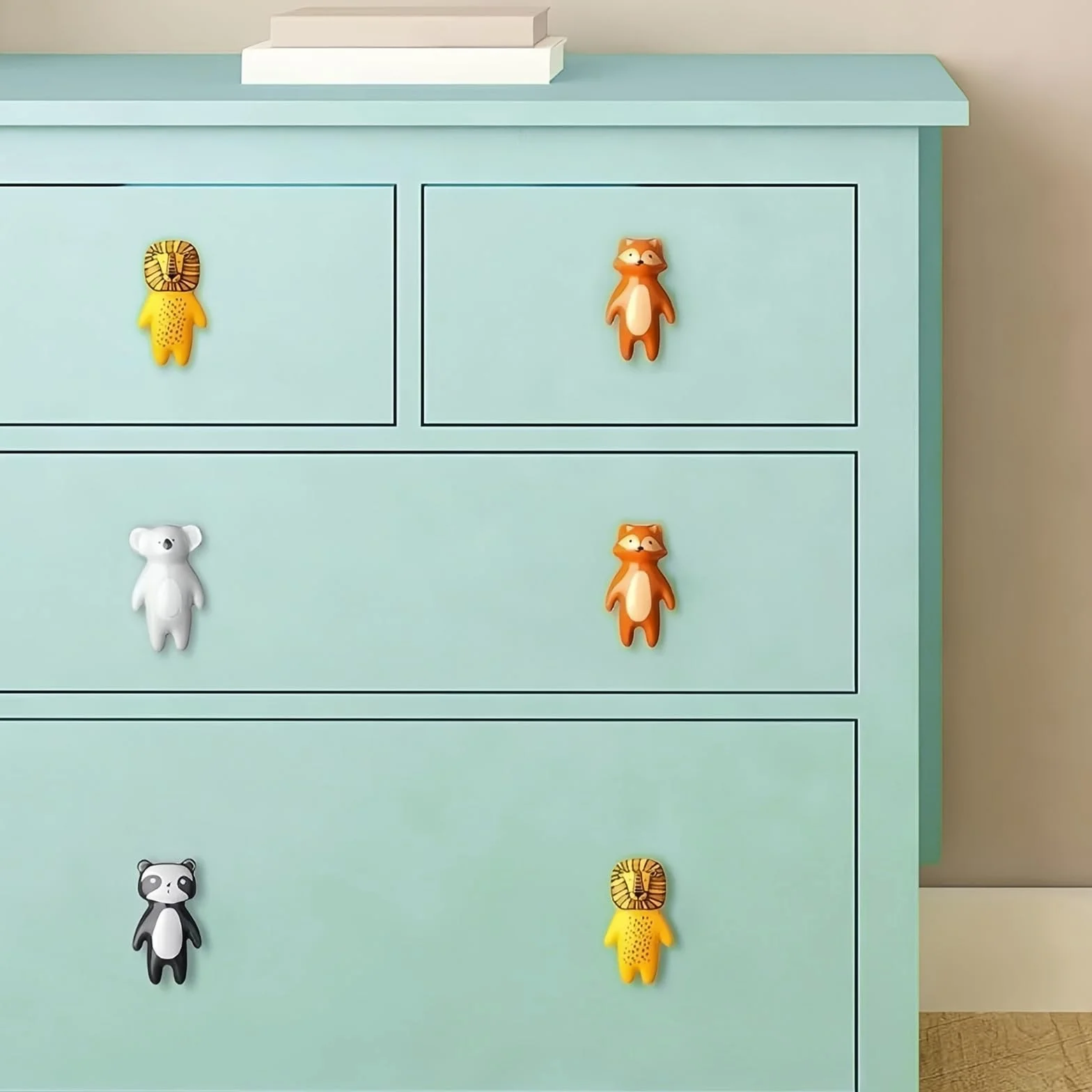 Boutons d'armoire animaux en céramique 4 pièces Poignées de tiroir pour cuisine