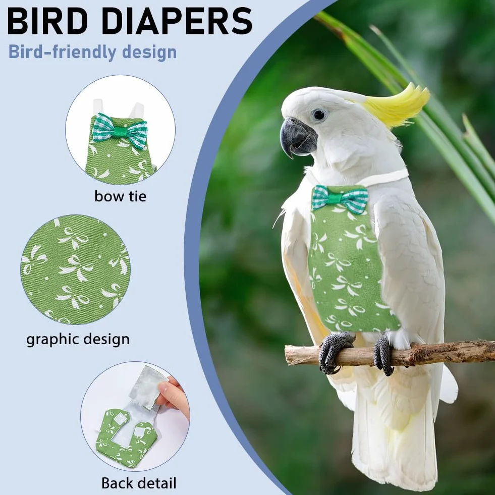 SUPERFINDINGS 6 Pièces Couche Réutilisable pour Oiseaux Imperméable Costume pour Perroquets Perruches Cockatiel (S M)