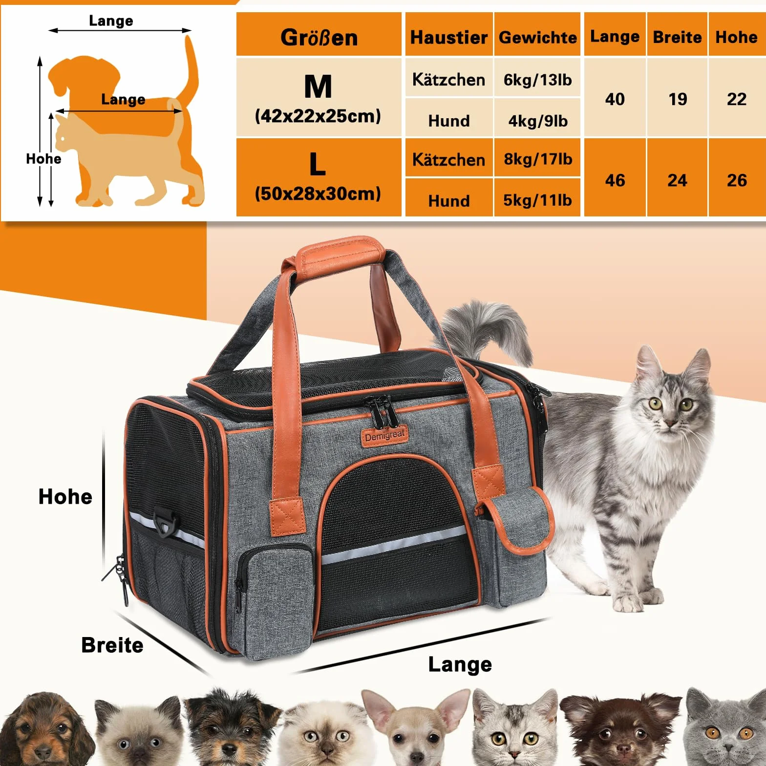 Sac de transport pliable pour chat, chien jusqu'à 7 kg, respirant, pour chiens de taille moyenne, petits chiens, chats, sac de transport pour chien