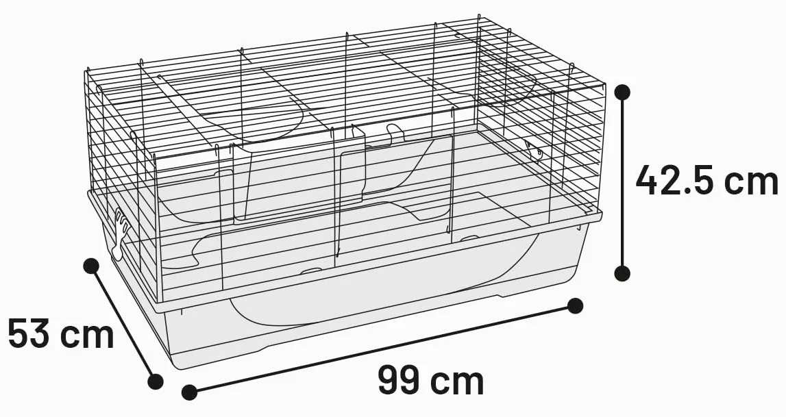 Flamingo Cage pour rongeurs Mobi M Gris - 99x53x42,5cm - Cage pour COCHONS d'Inde ET Lapins Nains - avec râtelier à Foin, 2 Portes et Une Construction Solide