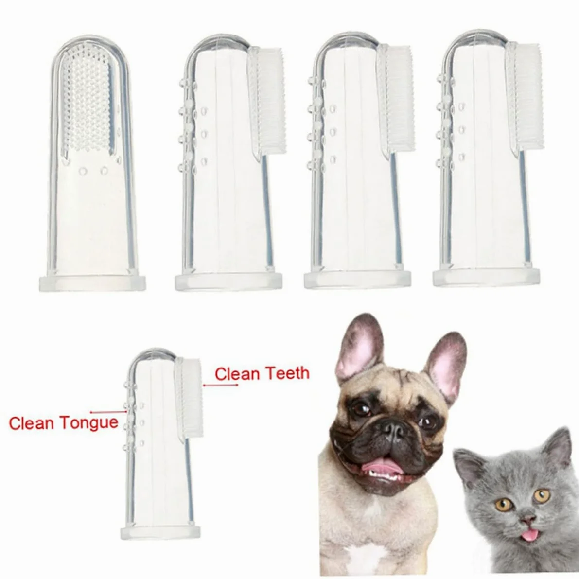Sosoport Brosse à Dents pour Animaux en Silicone, Lot de 4 Brosses à Doigts pour Chat et Chiot, Nettoie et Masse les Gencives Efficacement