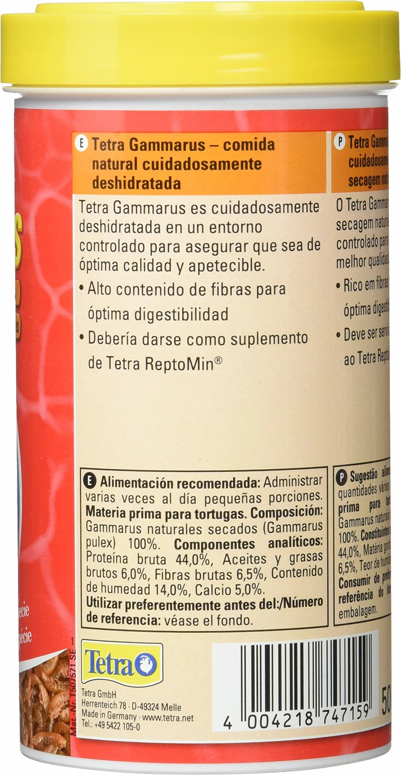 Tetra Gammarus Nourriture Naturelle pour Tortues Aquatiques aux Crevettes de Ruisseau Entiers 500 ML