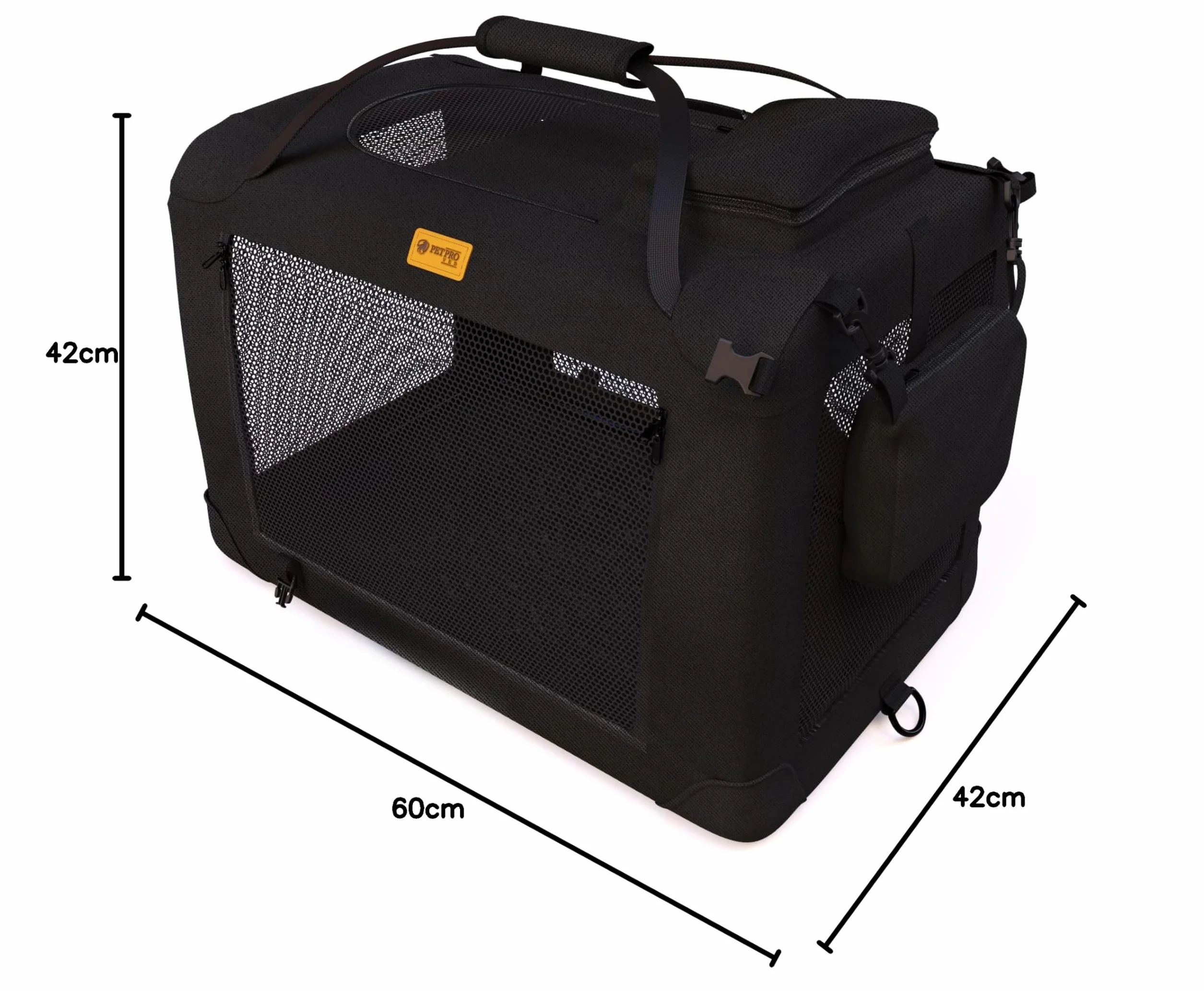 PETPROVED Cage de Transport pour Chien Pliable Voiture Niche Sac Noir M